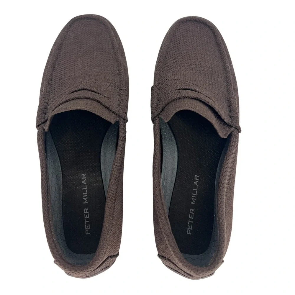 Peter Millar Crown Cruise Knit Driver Loafers Brown Slip On Shoes Size 9